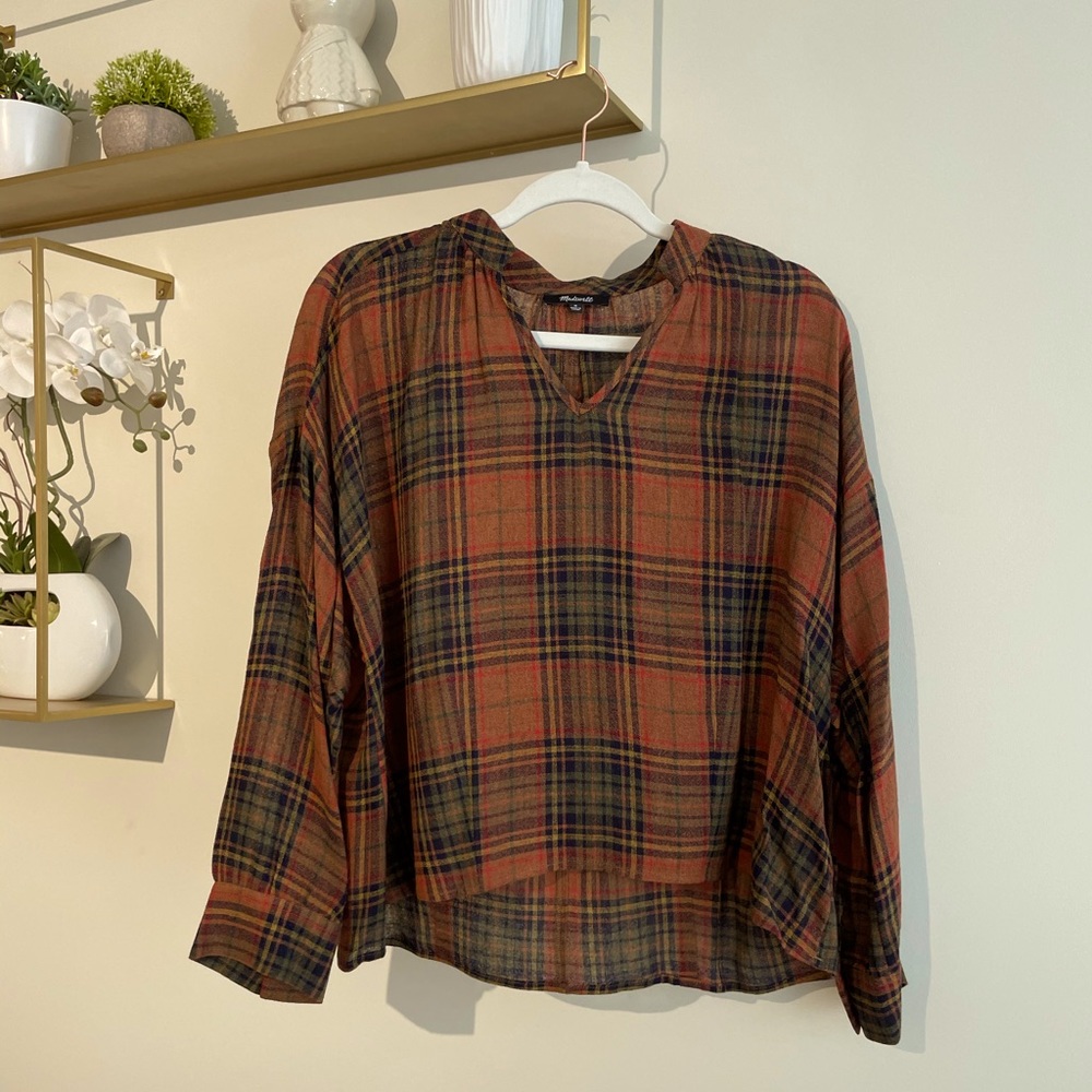 [Madewell] Rust Plaid Longsleeve Size Medium